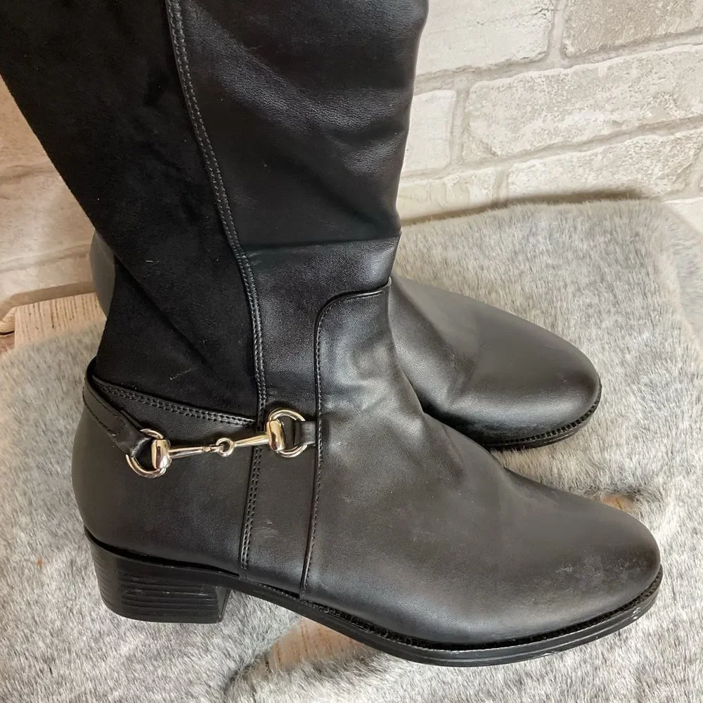 Black Knee High Riding Boots Size 5.5